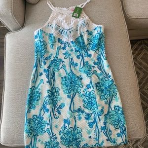 Lilly Pulitzer dress with lace neckline